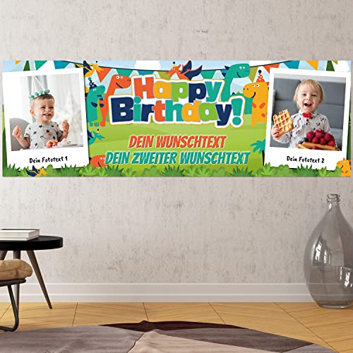 Geburtstags Banner - personalisiert mit Deinen Texten & Fotos | XL - Format (Layout 9) von PRINTALA