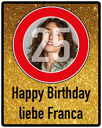 Geburtstag Schild personalisiert mit Foto & Text & Jahreszahl | Straßenschild Geburtstagsschild | PVC-Platte mit deinem Foto & Text & Jahreszahl | Größe nach Wahl (Layout_2) von PRINTALA