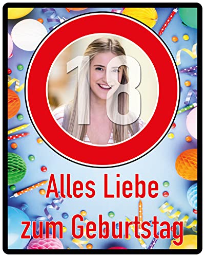 Geburtstag Schild personalisiert mit Foto & Text & Jahreszahl | Straßenschild Geburtstagsschild | PVC-Platte mit deinem Foto & Text & Jahreszahl | Größe nach Wahl (Layout_4) von PRINTALA