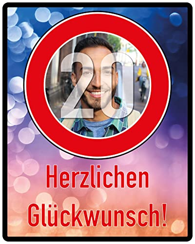 Geburtstag Schild personalisiert mit Foto & Text & Jahreszahl | Straßenschild Geburtstagsschild | PVC-Platte mit deinem Foto & Text & Jahreszahl | Größe nach Wahl (Layout_8) von PRINTALA