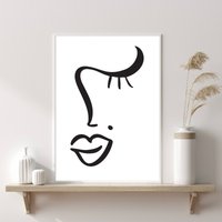 Abstrakte Frau Linie Kunst, Weibliches Gesicht Druckbare Wandkunst, Druck, Dekoration, Schlafzimmer Drucke, Wohnzimmer, Prints, Poster von PRINTDimage