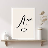 Minimal Line Zeichnung | Beige Art Poster Abstrakte Wandkunst Dekor Weibliche Linie Kunst Wandbild von PRINTDimage