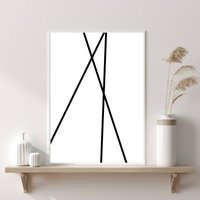 Minimal Line Zeichnung | Black Art Poster Schwarze Abstrakte Wandkunst Einfarbiges Dekor Linie Abstrakte Kunst Schwarz Weiß Druck von PRINTDimage