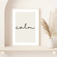 Ruhiger Druck | Drucken Poster Wandkunst Wohnkultur Wandbild Home Typografie Zitat Inspirierendes Beige von PRINTDimage