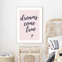 Schlafzimmer Druck, Träume Werden Wahr Inspirational, Wandkunst Poster, Wanddekoration, Erbauliche Zitate, Pastell Dekor von PRINTDimage