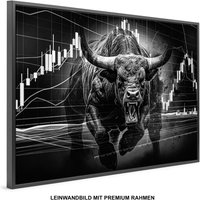 Bull Trade , Wandbild Premium Leinwand Mit Rahmen Xxl 120 X 80 cm , Modern Kunstdruck Wand Bild Dekoration von PRINTEXSTAR