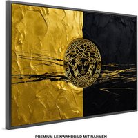 Luxusmodemarke Schwarzes Gold , Wandbild Premium Leinwand Mit Rahmen Xxl 120 X 80 cm Moderne Kunstdruck Art Home Dekoration von PRINTEXSTAR