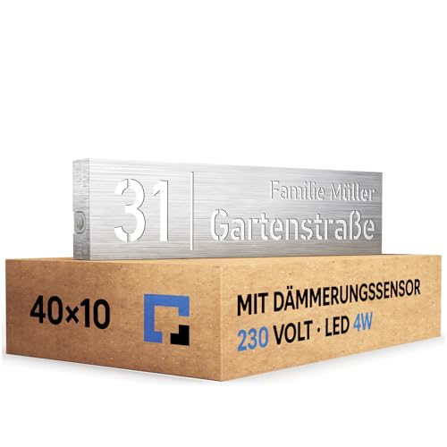 PRINTIMA Premium Gravur Personalisierter Hausnummer Anthrazit Beleuchtet Led Strom 230V, Hausnummernschild mit Dämmerungssensor, ist Langlebig, Wetterfest, Geringer Stromverbrauch 6W / A++ PRINTIMA Premium Gravur Personalisierter Hausnummer Anthrazit Beleuchtet Led Strom 230V, Hausnummernschild mit Dämmerungssensor, ist Langlebig, Wetterfest, Geringer Stromverbrauch 6W / A++ von PRINTIMA