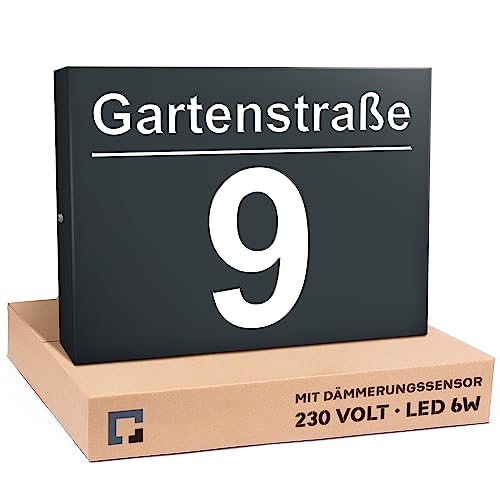 PRINTIMA Premium Gravur Personalisierter Hausnummer Anthrazit Beleuchtet Led Strom 230V, Hausnummernschild mit Dämmerungssensor |30x40cm, 6W /A++| Wasserdicht, Funktion trifft auf Qualität und Stil PRINTIMA Premium Gravur Personalisierter Hausnummer Anthrazit Beleuchtet Led Strom 230V, Hausnummernschild mit Dämmerungssensor |30x40cm, 6W /A++| Wasserdicht, Funktion trifft auf Qualität und Stil von PRINTIMA