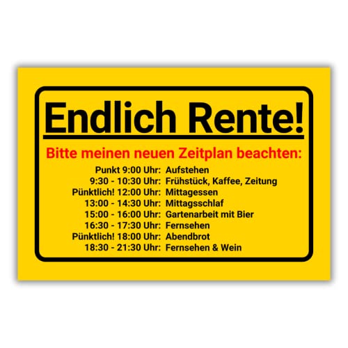Endlich RENTE - Lustiges Rentner Geschenk - Türschild Renteneintritt - Rente Geschenkidee Deko - Ruhestand Geschenk von PRINTNOVIA