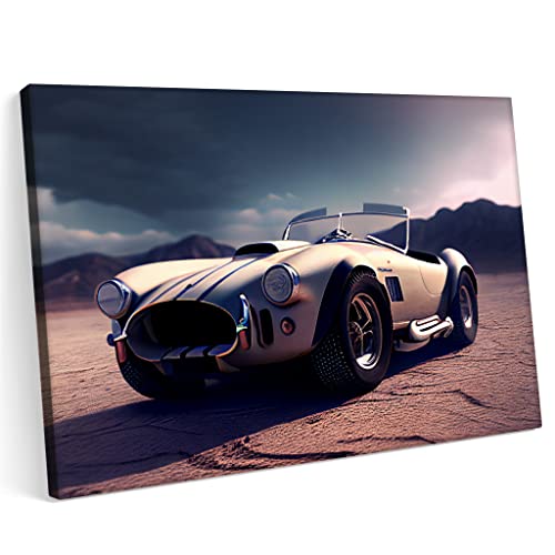 PRINTONIA Bilder Leinwandbild 120x80cm AC Cobra Shelby 1967 Sonnenuntergangsauto von PRINTONIA