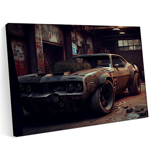 PRINTONIA Bilder Leinwandbild 120x80cm Muscle Car Autotuning Sport Vintage Art Neon von PRINTONIA