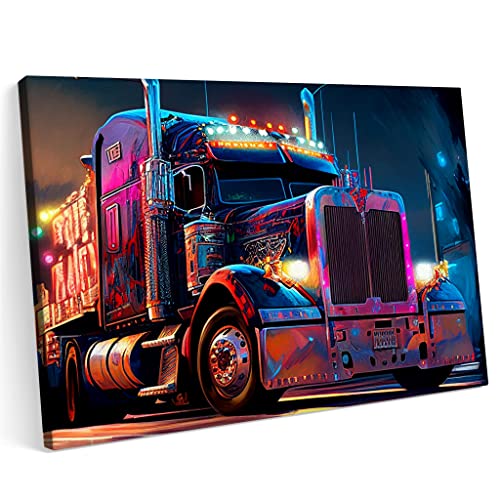 PRINTONIA Bilder Leinwandbild 120x80cm Peterbilt 379 Optimus Prime Truck Truck LKW Abstraktes Tuning von PRINTONIA