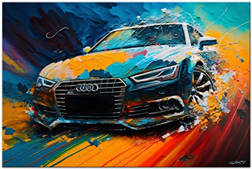 PRINTONIA Leinwand-bild 120x80cm Audi RS Abstrakt Art Sportwagen Automobil Bilder Deko Dekoration Wandbild Kunstdruck A3 A4 A5 A6 von PRINTONIA