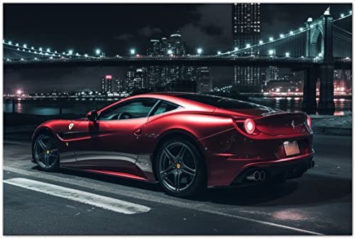 Printonia Leinwand-bild 120x80cm Ferrari 458 Italia Sportwagen Abstrakt Art Bilder Dekoration Wandbild Kunstdruck Automobil Deko von Printonia
