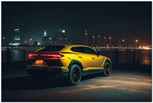 Printonia Leinwand-bild 120x80cm Lamborghini Urus Sportwagen Abstrakt Art Bilder Dekoration Wandbild Kunstdruck Automobil Deko von Printonia