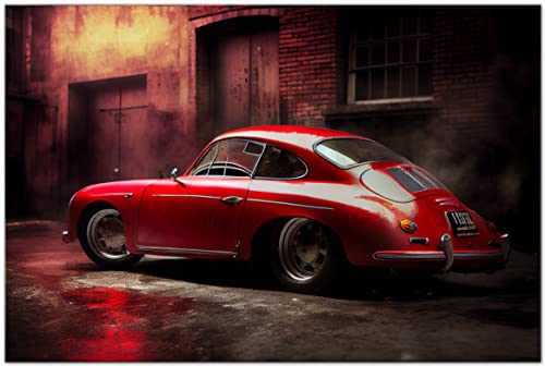 PRINTONIA Leinwand-bild 120x80cm Porsche 356 Abstrakt Art Oldtimer Sportwagen Automobil Bilder Deko Dekoration Wandbild Kunstdruck von PRINTONIA