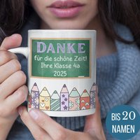 Tasse Aus Keramik, Weiß Oder Bunt, 330 440 Ml, Tafel Und Stifte Design Mit Widmung Bis Zu 20 Kindernamen Personalisierbar von PRINTYOUxxx