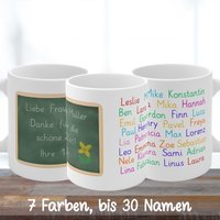 Tasse Für Lehrer Lehrerin, Weiß Oder Bunt, 330 440 Ml, Schultafel, Personalisierbar Mit Namen Und Widmung von PRINTYOUxxx
