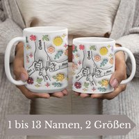 Tasse Für Mama, Oma, Weiß, 330 Ml Oder 440 Ml, Blumen Design Mit Namen Personalisierbar, 3D Optik von PRINTYOUxxx