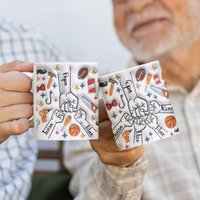 Tasse Für Vater Großvater, Weiß, Zwei Größen, Sport Design Mit Kindernamen, 3D Optik von PRINTYOUxxx