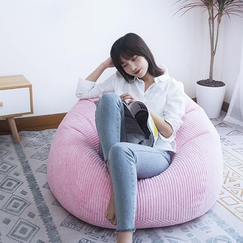 PRIOKNIKO Bean Bag Home Cord Lazy Sitzsack Stoff Wohnzimmer Lazy Sofa Sessel Ungefüttert 120Cm X 120Cm Rosa (Kein Füllstoff) von PRIOKNIKO