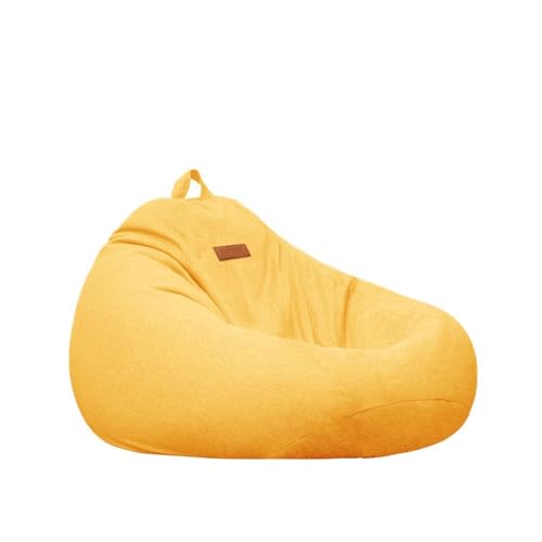 PRIOKNIKO Bubibag Einzelne Baumwolle Leinen Faule Sofa Sitzsack Kleine Wohnung Tatami Matte Sofa Stuhl Ungefüttert Eps(90 * 110Cm) Gelb (Kein Füllstoff) von PRIOKNIKO