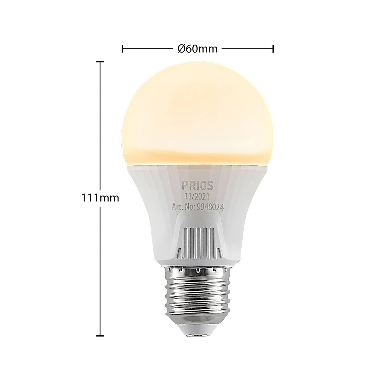 LED-Lampe E27 A60 11W weiß 3.000K von PRIOS