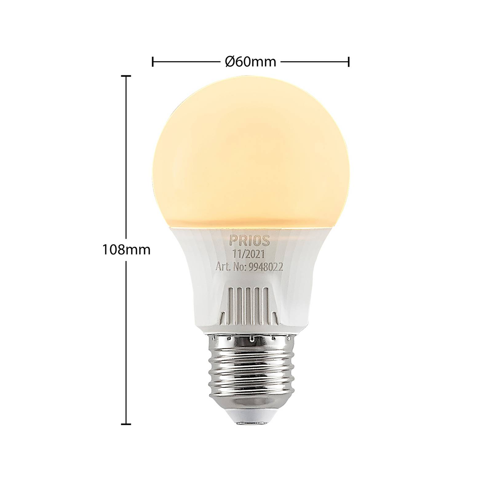 LED-Lampe E27 A60 7W weiß 3.000K 10er-Set von PRIOS