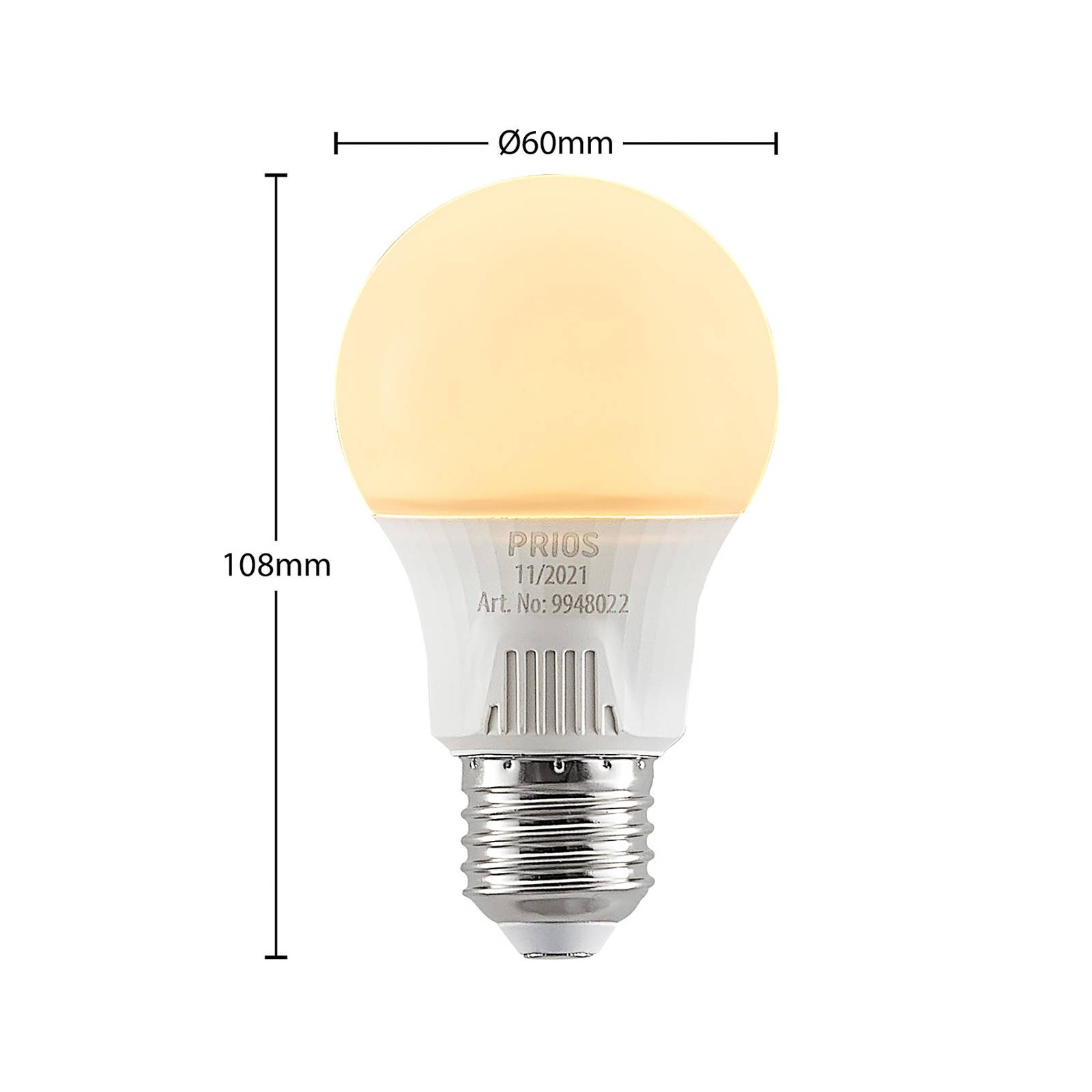 LED-Lampe E27 A60 7W weiß 3.000K von PRIOS