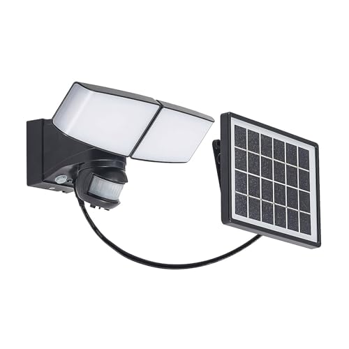 PRIOS LED Solarleuchte außen 'Kalvito' mit Bewegungsmelder (spritzwassergeschützt) (Modern) in Schwarz (1 flammig,) - Solar-Wandleuchten, Wandlampe für Outdoor & Garten von PRIOS