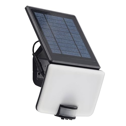 PRIOS LED Solarleuchte außen Yahir mit Bewegungsmelder (spritzwassergeschützt (Modern) in Schwarz (1 flammig,) - Solar-Wandleuchten Wandlampe für Outdoor & Garten Außenwand/Hauswand von PRIOS