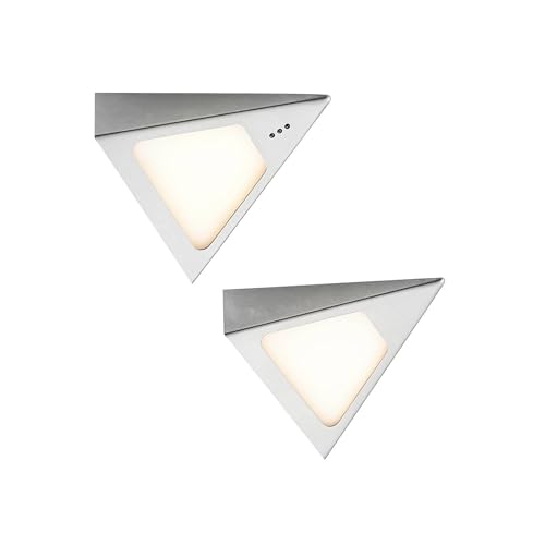 PRIOS LED Unterschrankleuchten (Unterbauleuchte) 'Odia' dimmbar mit Bewegungsmelder (Modern) in Alu aus Edelstahl u.a. für Wohnzimmer & Esszimmer (2 flammig,) - Unterbauleuchten, Wohnzimmerlampe von PRIOS