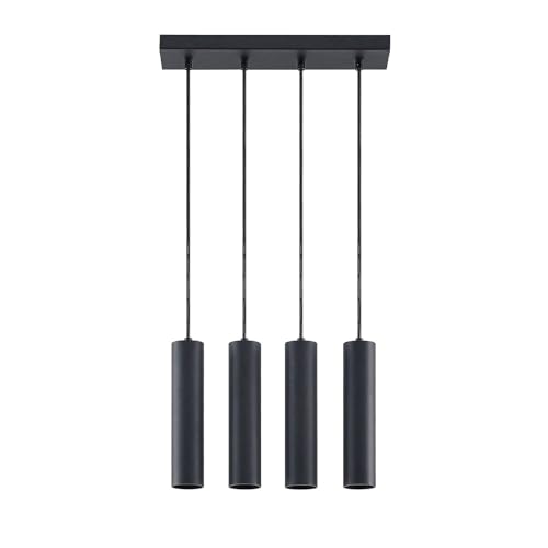 PRIOS Pendelleuchte 'Neliyah' (Modern) in Schwarz aus Metall u.a. für Wohnzimmer & Esszimmer (4 flammig, GU10) - Deckenlampe, Esstischlampe, Hängelampe, Hängeleuchte, Wohnzimmerlampe von PRIOS