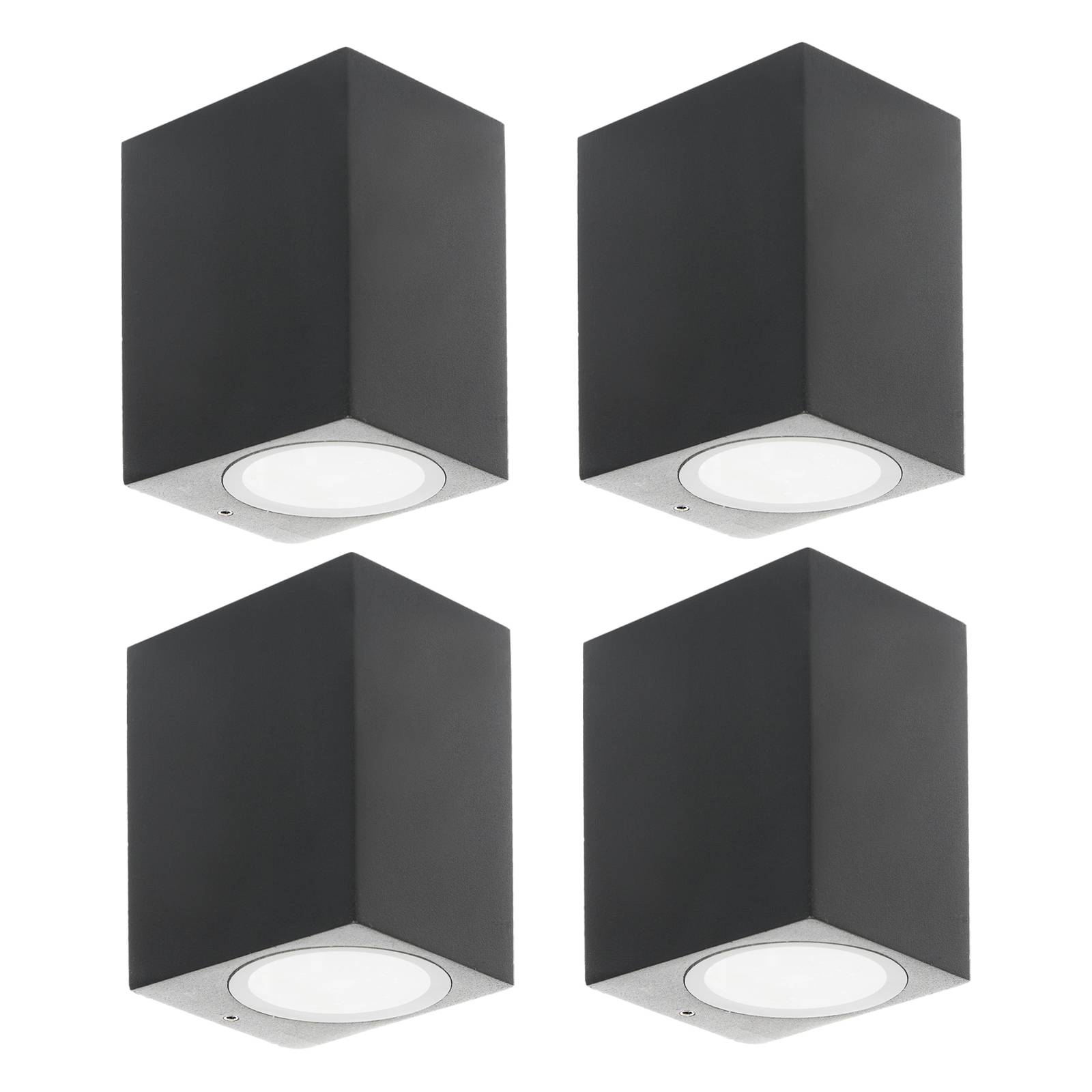 Prios Außenwandleuchte Tetje, schwarz, eckig, 10 cm, 4er-Set Prios Außenwandleuchte Tetje, schwarz, eckig, 10 cm, 4er-Set von PRIOS