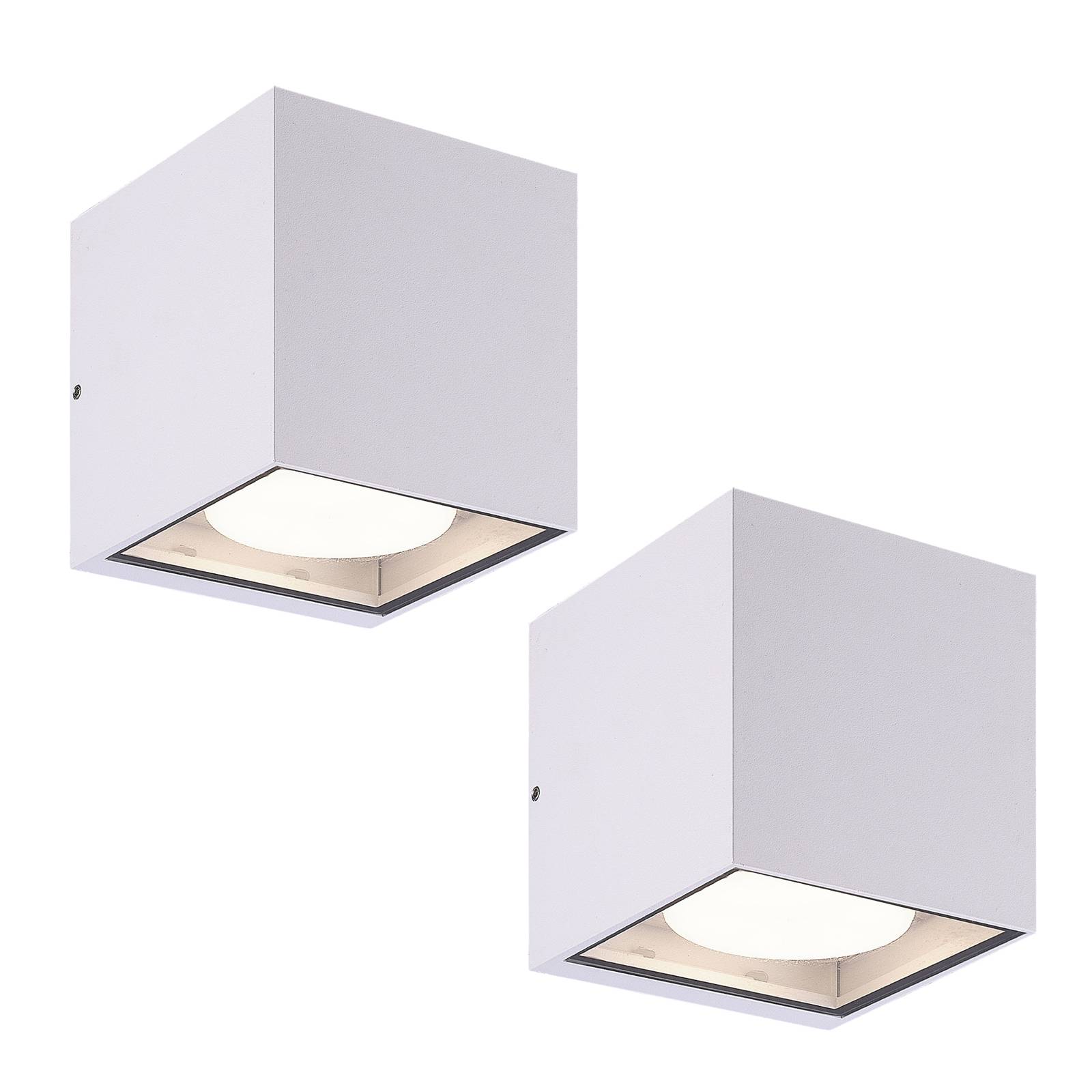 Prios Außenwandleuchte Tetje, weiß, eckig, 11,5 cm, 2er-Set Prios Außenwandleuchte Tetje, weiß, eckig, 11,5 cm, 2er-Set von PRIOS
