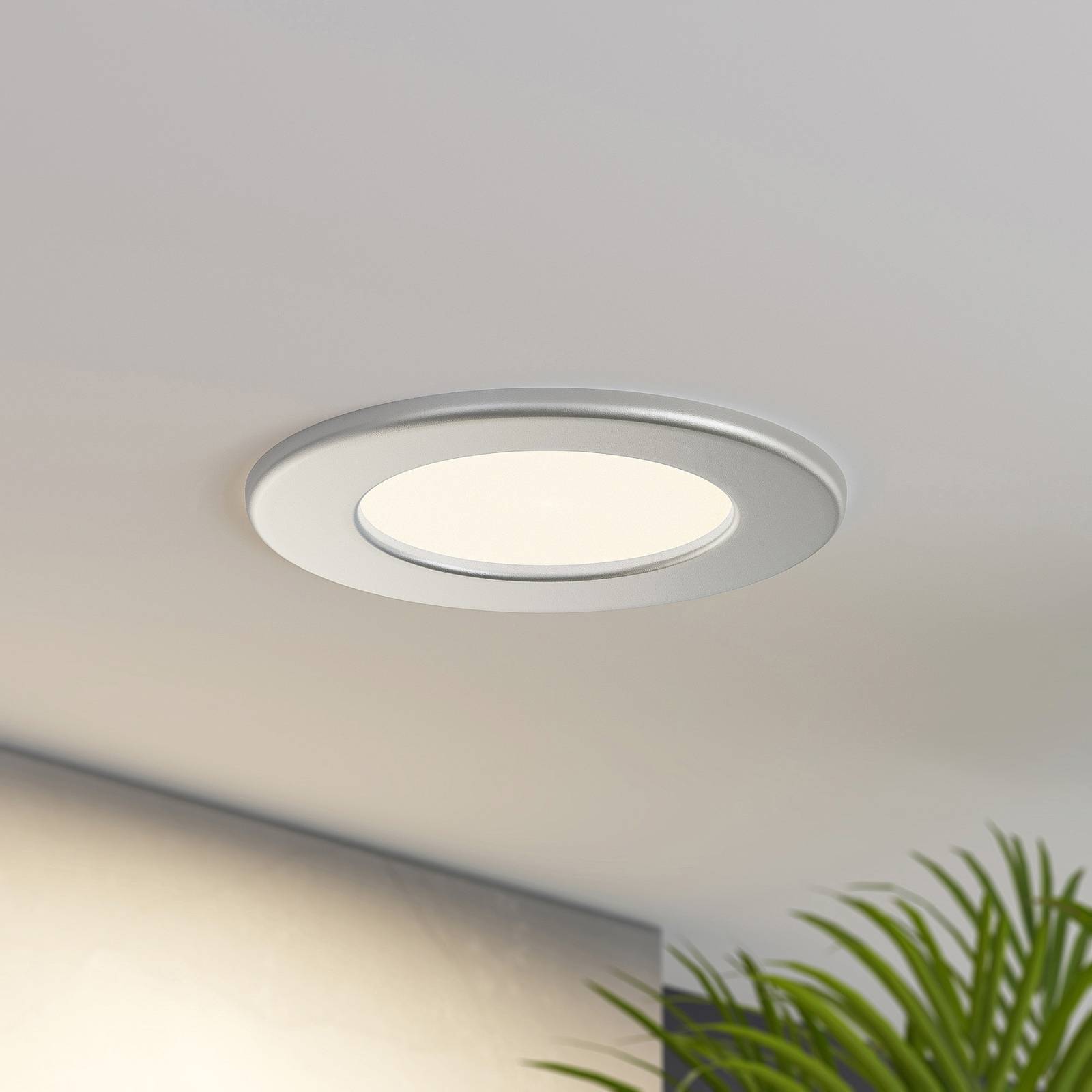 Prios LED-Einbaulampe Cadance, silber, 11,5cm, 2er, dimmbar von PRIOS