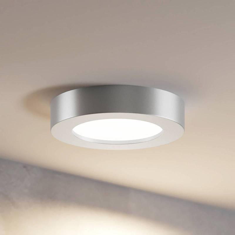 Prios LED-Deckenleuchte Edwina, silber, 12 cm, CCT, IP44 von PRIOS