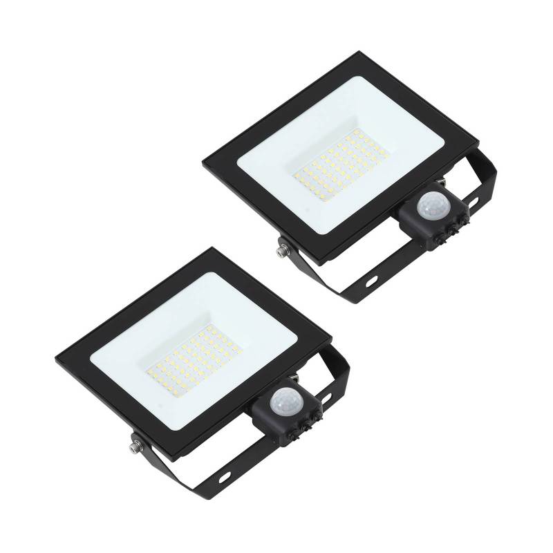 Prios LED-Außenstrahler Maikel, 50 W, Metall, Sensor 2er-Set von PRIOS