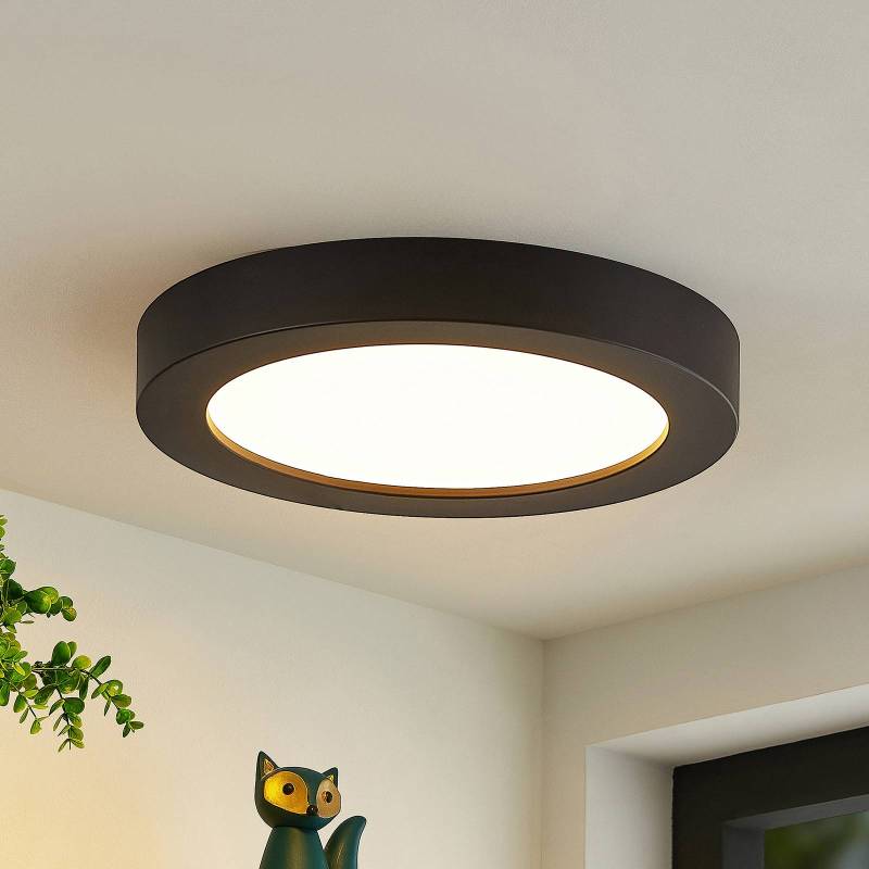 Prios LED-Deckenleuchte Edwina, schwarz, 23 cm, CCT, IP44 von PRIOS