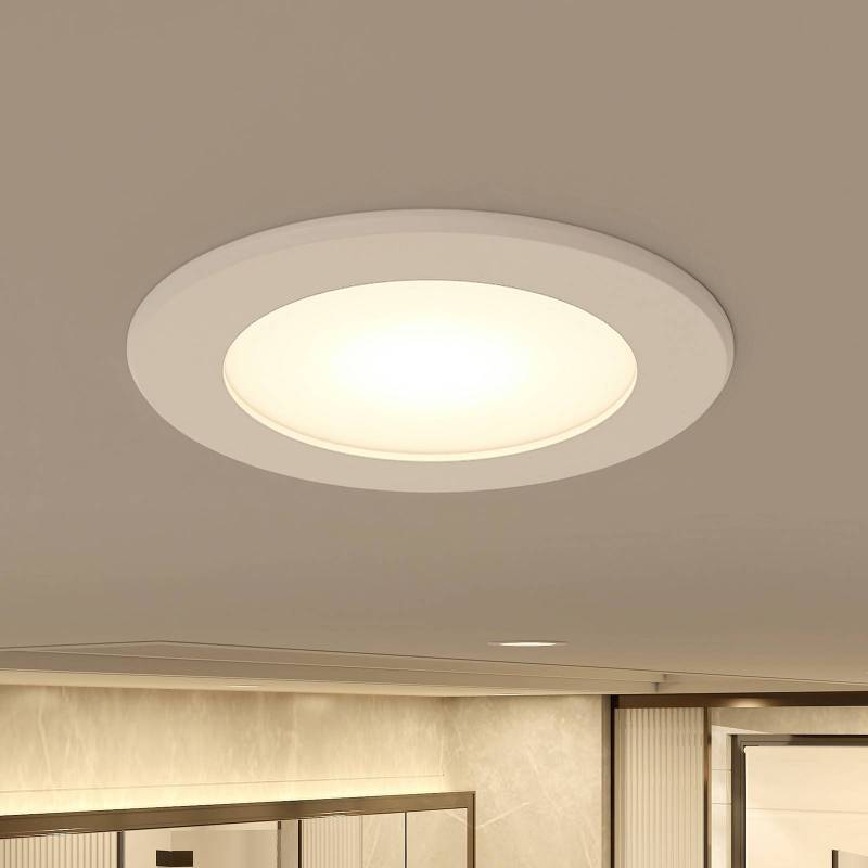 Prios LED-Einbaustrahler Rida, weiß. Ø 10 cm, CCT, IP44 von PRIOS