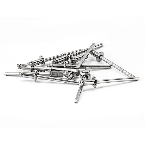 PRIOstahl Blindnieten Dichtnieten Nieten Pop-Nieten Hohlnieten Flachkopf - DIN 7337 x 50 Stück für Materialstärke: 3 mm - 8 mm zum Verbinden für Industrie Metall Holz Kunststoff aus Edelstahl V2A von PRIOstahl