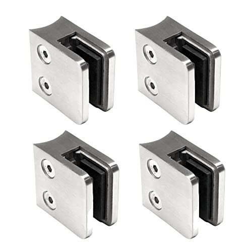 PRIOstahl Glashalter Glasklemmen Abstandhalter Klemmhalter - 4 Stück 45 x 45 x 26 mm für Ø 42,4 mm Glas 10 mm Glasklemmhalter Glasplattenhalter für Geländer Treppengeländer Balkon aus Edelstahl V2A von PRIOstahl