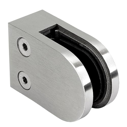PRIOstahl Glashalter 1 Stück Glasklemmen Klemmhalter Glasplattenhalter 63 x 45 x 30 mm mit Sicherungsstift Anschluss: Flach für Glas 8 mm Geländer Balkon aus Edelstahl V2A von PRIOstahl
