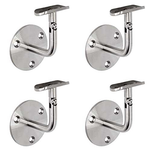PRIOstahl Handlaufhalter Handlauf Wandhalter Handlaufstütze - 4 x Handlaufträger an die Wand Stellbar für Rundrohr Ø42,4 mm mit 3-Loch Befestigung aus Edelstahl V2A für Geländer Rohr Treppe von PRIOstahl