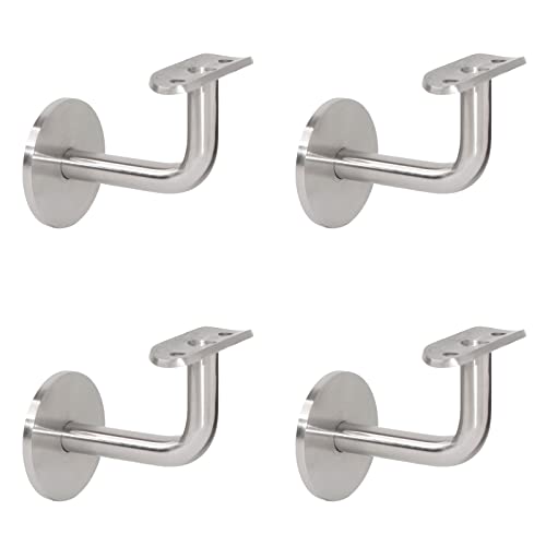 PRIOstahl Handlaufhalter Handlauf Wandhalter Handlaufstütze - 4 x Handlaufträger an Rundrohr Ø 33,7 mm zum Anschrauben Flach an die Wand für M8 Stockschraube für Geländer aus Edelstahl V2A von PRIOstahl