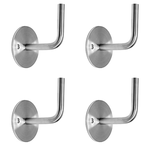 PRIOstahl Handlaufhalter Wandhalter Handlaufstütze für Handlauf - 4 x Handlaufträger an die Wand 2-Loch mit M6 Innengewinde zum Anschrauben Rohr Befestigung aus Edelstahl V2A Geländer Treppe von PRIOstahl