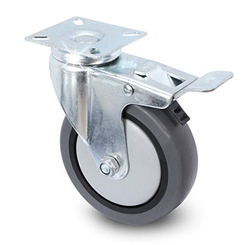 Lenkrolle mit Bremse - Apparaterolle mit Anschraubplatte/Transportrolle/Laufrolle von PRIOstahl (100 mm) von PRIOstahl