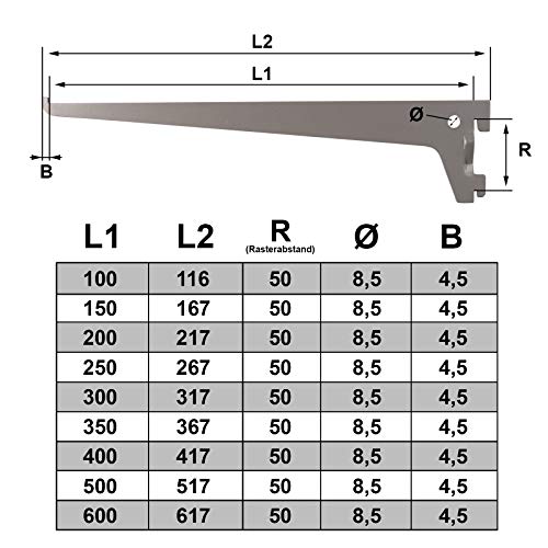 PRIOstahl® REGALTRÄGER FÜR WANDSCHIENEN| 10 TRÄGER | 600 mm | 1-reihig | Weiß |Regalsystem Regalhalter Regal Regalwinkel Regalbodenträger Metall von PRIOstahl