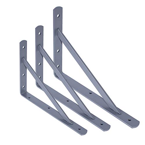 PRIOstahl® REGALTRÄGER METALL | SCHWERLASTTRÄGER | REGALHALTER | 330 x 495 mm | Regalbodenträger Schwerlastkonsole Wandkonsole Regalwinkel Schwerlastwinkel (10 Stück, silber) von PRIOstahl